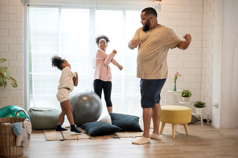 Family exercising together